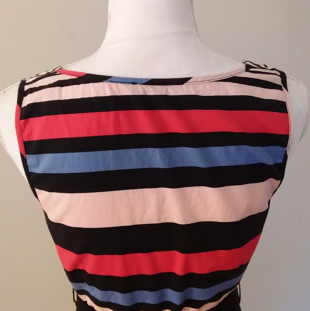 Venus Multi Color Stripe Dress w/Wide Black Belt - Picture 9 of 9
